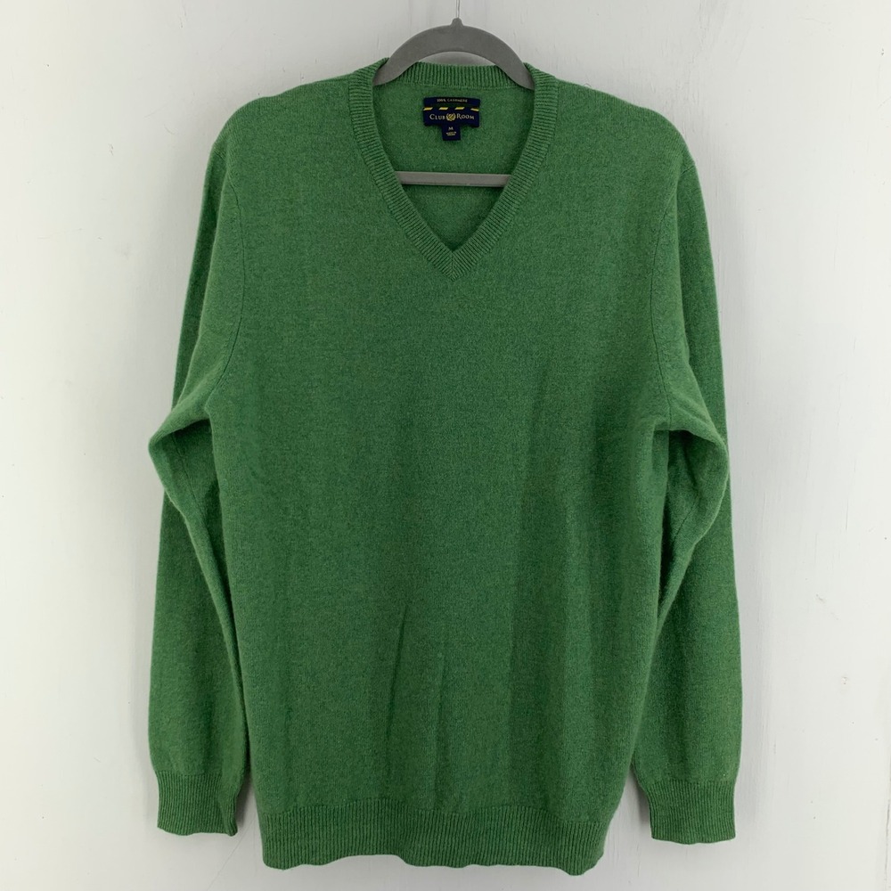 Club Room Mens Medium Cashmere V-Neck Sweater Preppy Quiet Luxury Minimalist